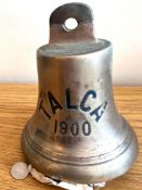 BRASS BELL BEARING THE NAME SS TALCA BUILT GOVEN 1900, OWNED PSNC LIVERPOOL, LOST PURCHOCO POINT