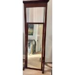 MAHOGANY FRAMED CHEVAL MIRROR, APPROX 189cm HIGH AND 70cm WIDE