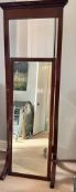 MAHOGANY FRAMED CHEVAL MIRROR, APPROX 189cm HIGH AND 70cm WIDE