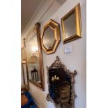 SIX VARIOUS GILT FRAMED MIRRORS, LARGEST APPROX 135 x 104cm