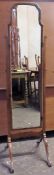 Walnut veneered vintage cheval mirror. App. 158cm H