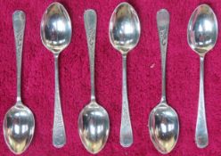 Set of six Hallmarked Silver coffee spoons, Sheffield assay. Weight App. 48.3g