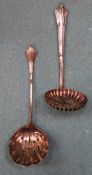 Two pretty hallmarked silver sifting spoons, both London assay. Total weight Approx. 21.1g