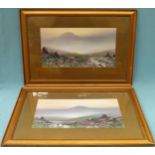 Pair of gilt framed paintings depicting country lakeside scenes, unsigned. Approx. 23cms x 43cms