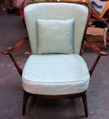 Ercol mid 20th century stick back armchair. App. 82cm H x 73cm W x 85cm D