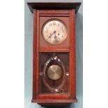 Early 20th century Oak cased wall clock. App. 74cm H