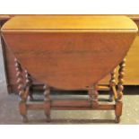 Early 20th century oak barley twist gateleg table. App. 73cm H x 92cm W x 43cm D