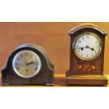 Two vintage wooden cased mantle clocks