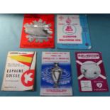 Five various 1950's European football programmes