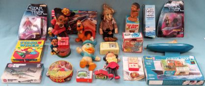 Various vintage toys including Disney, Star Trek, AirFix kits, star yacht etc