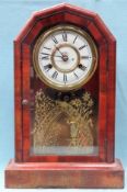 19th century Mahogany cased Amercian mantle clock by Jerome & Co. App. 47cm H