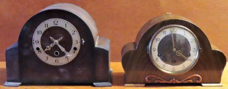 Two Art Deco style wooden cased mantle clocks