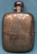 Hallmarked silver covered drinks flask, Birmingham assay. Approx. 13cms H. Total weight Approx.234g