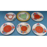 Quantity of various Clarice Cliff mostly saucers, side plates etc. mostly Crocus pattern