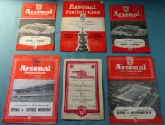 Arsenal v Man City 1947 football programme, plus five 1950's Arsenal programmes