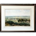 UNSIGNED WATERCOLOUR PROBABLY ANGLESEY LANDSCAPE, BOYDELL LABEL ON REVERSE, FRAMED AND GLAZED,