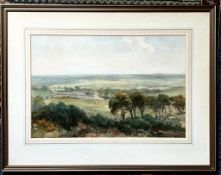 UNSIGNED WATERCOLOUR PROBABLY ANGLESEY LANDSCAPE, BOYDELL LABEL ON REVERSE, FRAMED AND GLAZED,