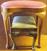 Vintage kidney shaped dressing stool, plus another stool