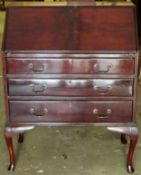 Early 20th century mahogany fall front writing bureau. App. 97cm H x 75cm W x 43cm D