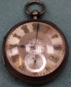 Hallmarked silver pocket watch with silver dial and gilt Roman numerals. Total weight Approx. 156.8g