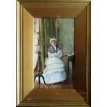 Polychrome print within gilt and glazed frame depicting an Antique style interior scene