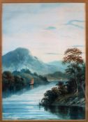 H. Macenis - Gilt framed watercolour depicting a river scene with sailing boats