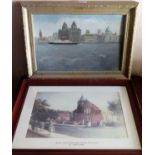 D. M. Simpson framed Oil on Board - Cross The Mersey, plus Frank Green print