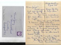 Letter from Louise Harrison in which she write “Send your things I'll try and get George to sign