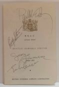 Beatles Bahamas Special Menu 10th March 1965 menu has been signed on the front by John Lennon,
