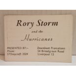 Rory Storm & The Hurricanes Downbeat Productions business card 1960.