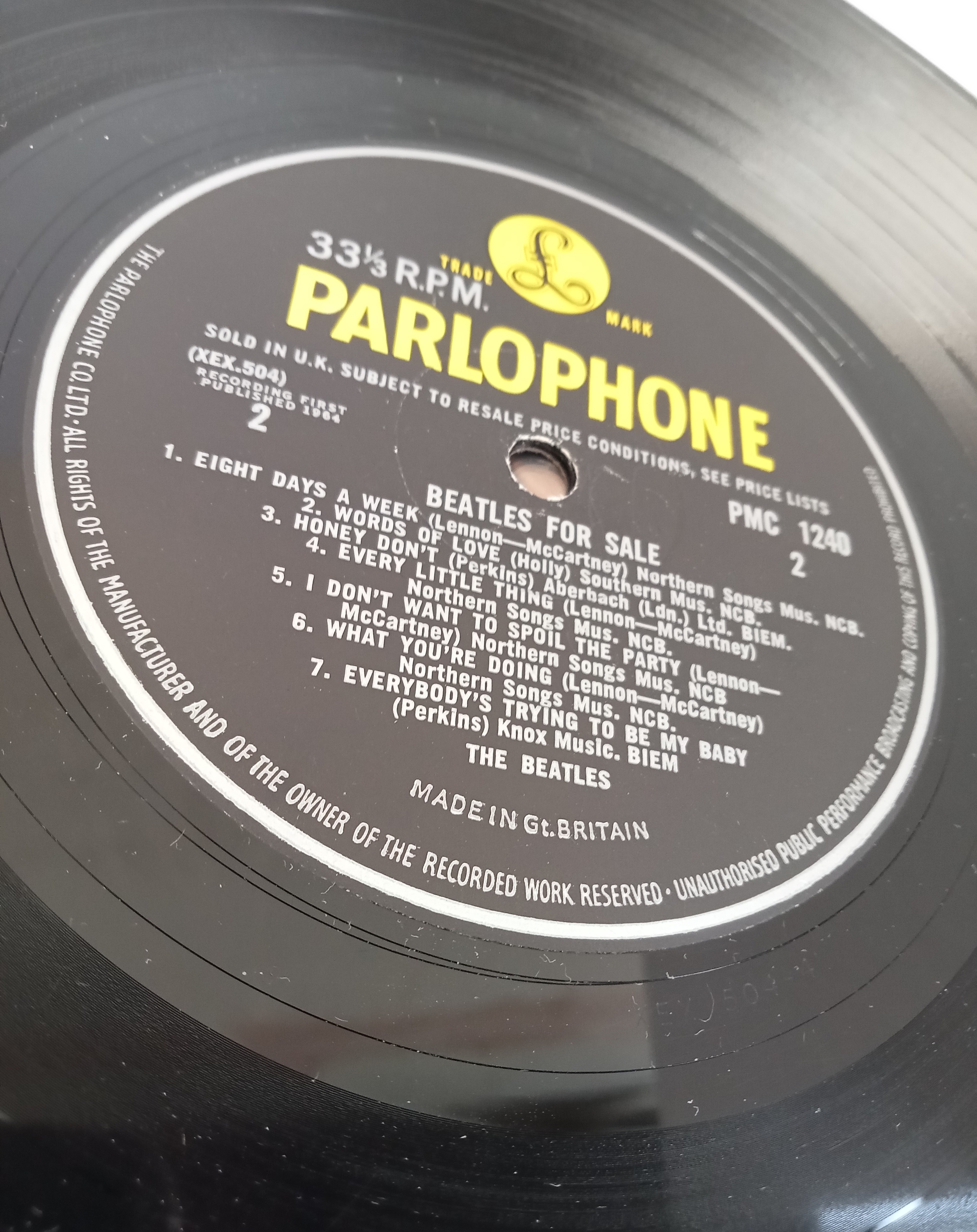 The Beatles For Sale PMC 1240 Mono Black & Yellow Parlophone UK First Pressing condition excellent & - Image 4 of 8