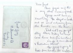 Letter from Louise Harrison in which she writes “George wasn't home on Xmas Day. He stayed in London