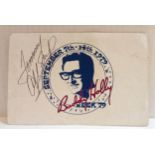 Buddy Holly Week 1979 MPL promotional postcard signed by Tommy Allsup.