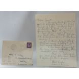 Letter from Louise Harrison in which she writes “If you send a picture, I’ll get it signed, I will