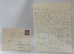 Letter from Louise Harrison in which she writes “If you send a picture, I’ll get it signed, I will