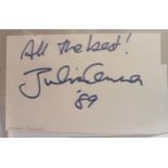 Julian Lennon signature with colour photograph of Julian.