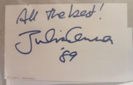 Julian Lennon signature with colour photograph of Julian.