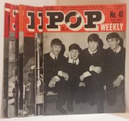 A small collection of Pop Weekly magazines with Beatles covers and Teen Beat with Beatles cover.