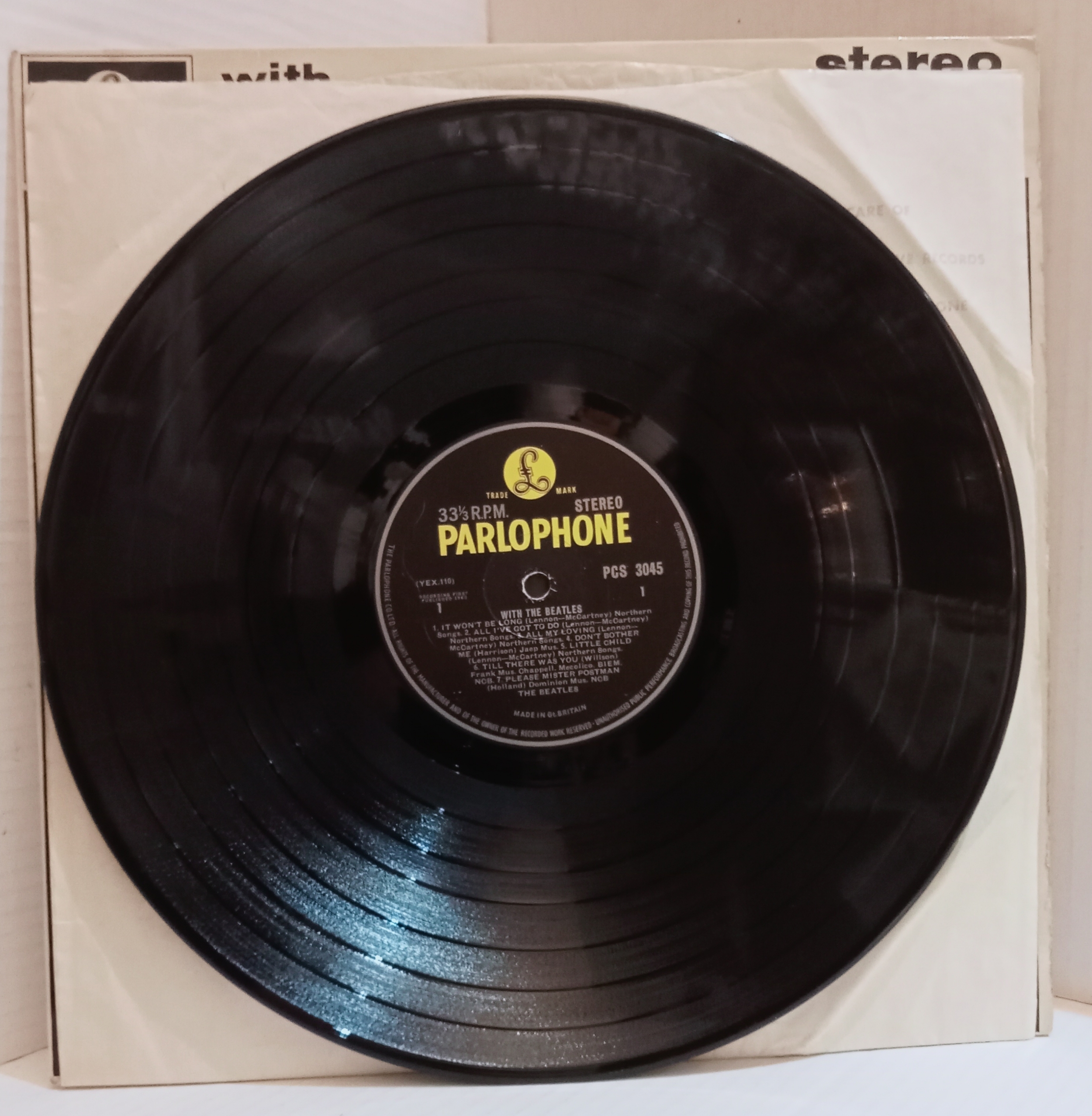 The Beatles With The Beatles PCS 3045 Stereo Black & Yellow Parlophone Label. First pressing - Image 3 of 3