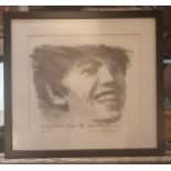 Klaus Voormann Unforgettable George limited edition 46/555 signed print framed and glazed.