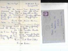 Letter dated Mon 16th Sept from Louise Harrison in which she writes “At the moment I am feeling