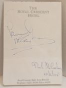 Paul McCartney signature on Royal Crescent Hotel headed note paper dated 27/2/87.