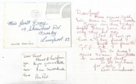Letter from Louise Harrison in which she writes “I'm so busy I could scream 3000 letters to answer