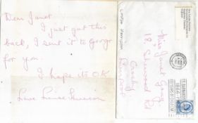 Letter from Louise Harrison Sevenoaks Pewterspear Lane postmarked 8th May 1966 with one page