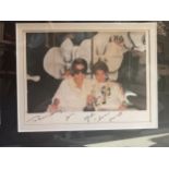 Yoko Ono and Sean signed card framed and mounted with envelope and Yoko Ono promotional photograph.