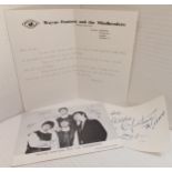Small collection of 60’s memorabilia including Wayne Fontana & The Mindbenders letter and signatures