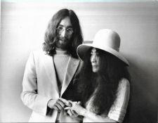Two original vintage John Lennon & Yoko Ono photographic prints by Camera Press Ltd at their wedding