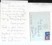 Letter from Louise Harrison in which she writes “We go to Hertfordshire on 9th July for a couple