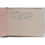 Autograph book containing a Paul McCartney signed “To Linda love Paul McCartney xxx (Beatles)”, with