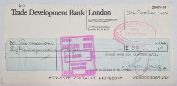 George Harrison expense a/c cheque dated 11th October 1984 made payable to Southern Gas signed by